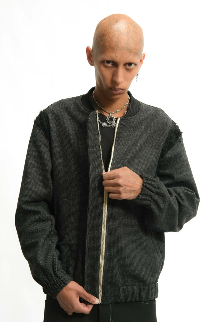 Bombers/Grey and Black/Faux Fur